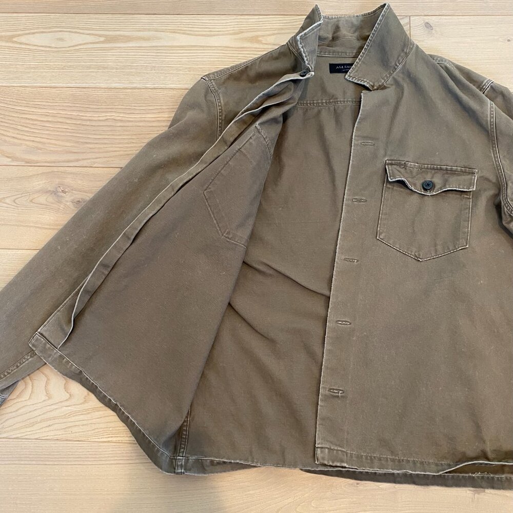AllSaints Men Spotter Slim Fit Overshirt / Green / XXL (Runs Short) - Picture 2 of 8